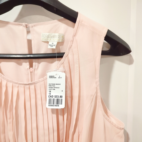 Forever 21 Sleeveless Fringe Top Peplum Blouse Plus Size 1X Pink - Picture 3 of 3